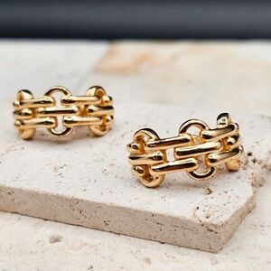 ICONIC! Vintage Christian Dior Gold Tone Chain /Cable Earrings